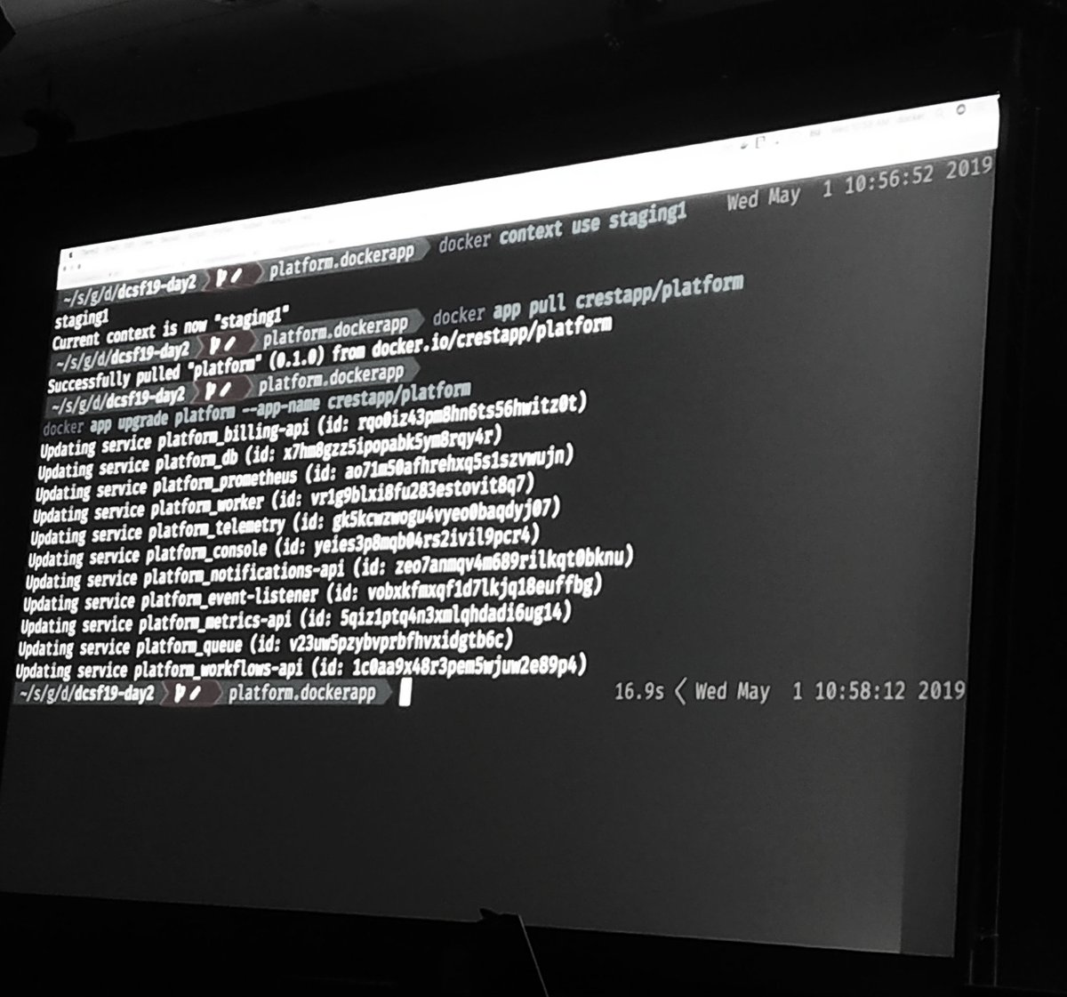 ajeetsraina's tweet image. Loved the `$docker app upgrade` CLI to upgrade platform specific Docker builds seamlessly #DockerCon2019