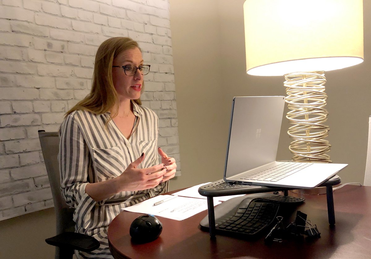 ComplianceDash's tweet photo. Thanks to the 449 of you who joined us yesterday for April's Compliance Classroom lesson! Ever wonder what our classroom looks like behind the scenes? Here's Professor Olivia hard at work during the webinar! https://t.co/5BFXCNU1Qb