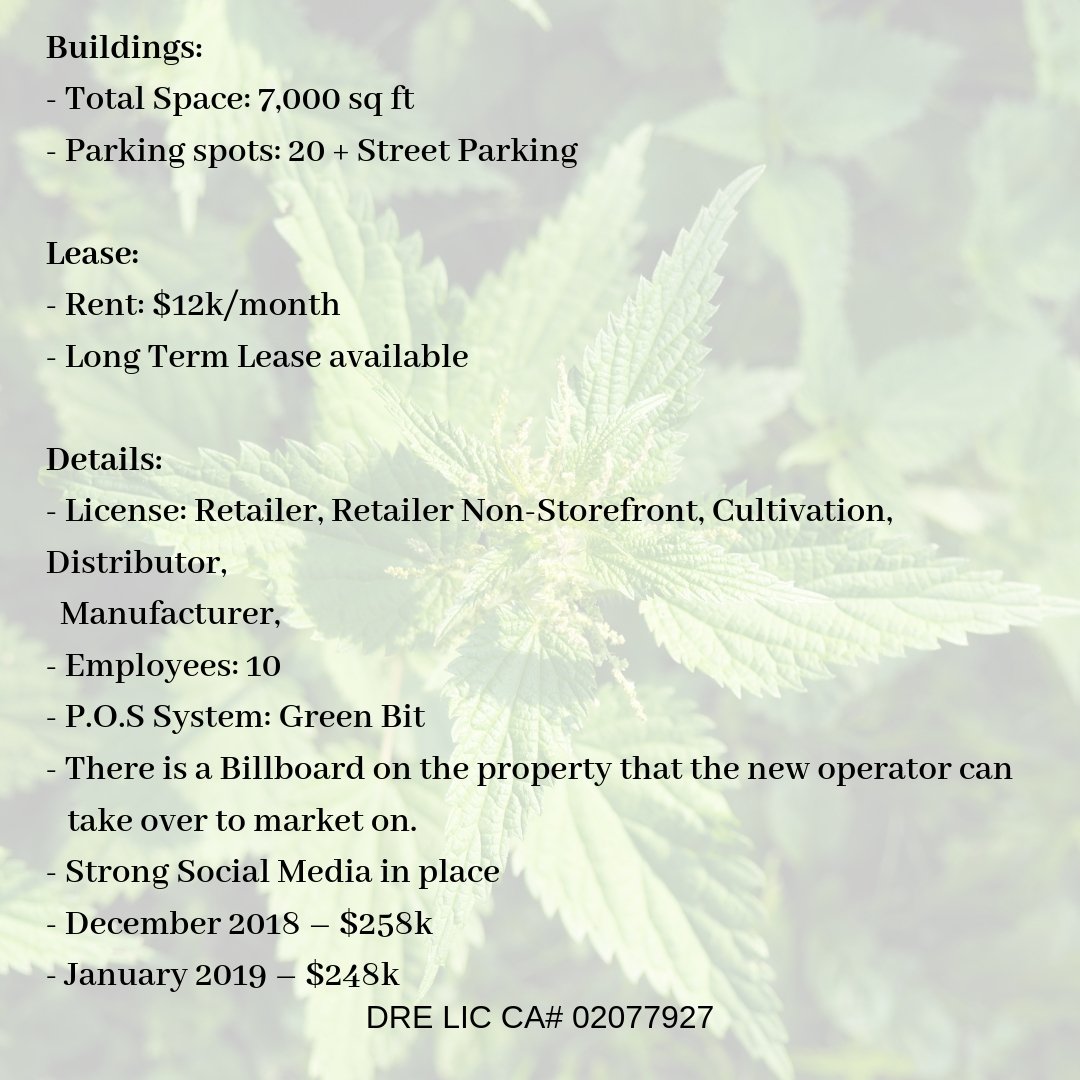GreenLife_INC's tweet photo. Rare opportunity to acquire a Turn-Key Dispensary in LA county that has been operating for 12 years!
#Cannabis #Business #BusinessOwner #BusinessIntelligence #Dispensary #Microlicense #Retail #WednesdayWisdom #Opportunity #GreenRush #Investment #VentureCapital #MoneyMoves #LA https://t.co/AsJmR7hmWC