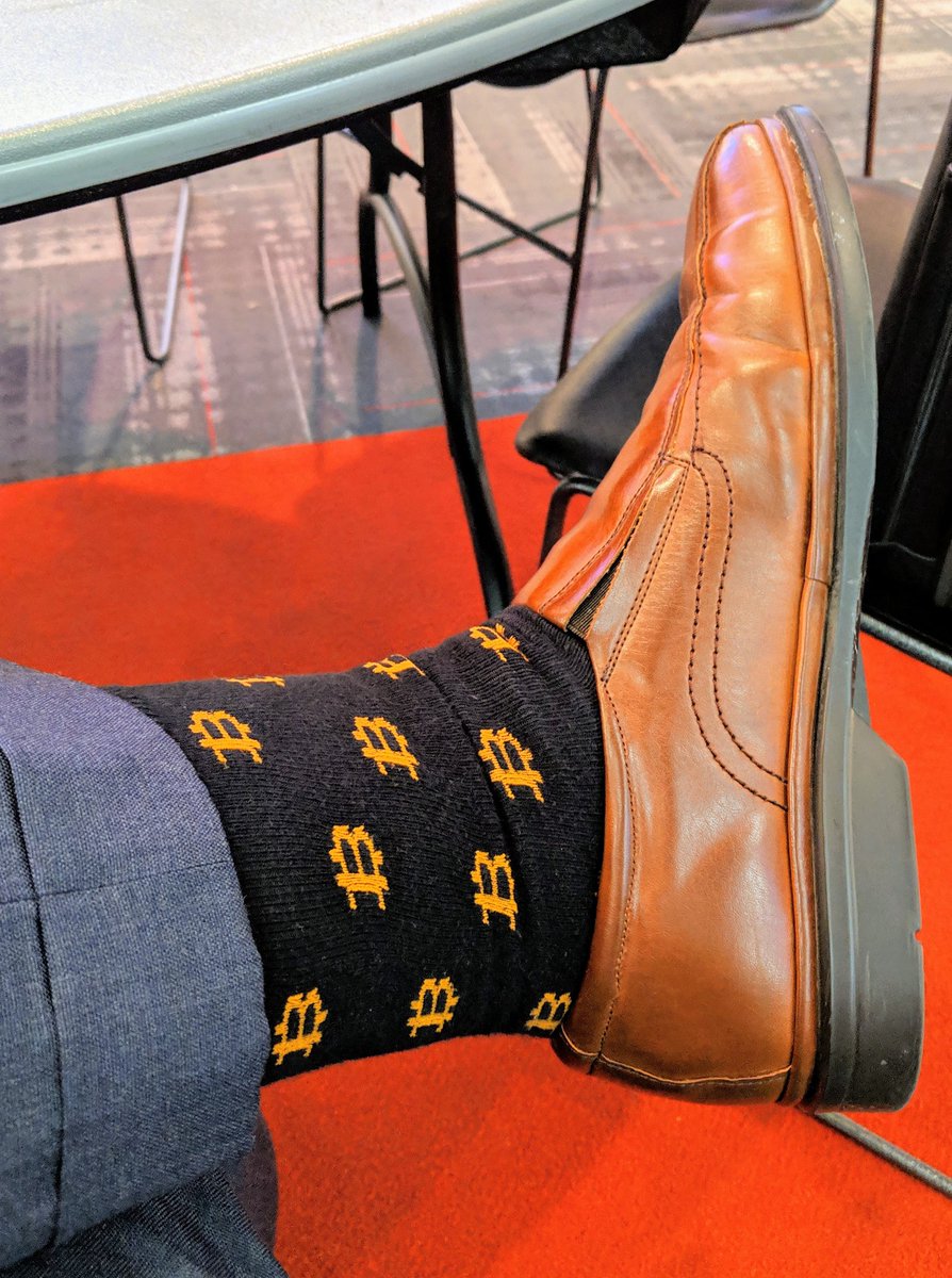 N4GN's tweet image. Got my #bitcoin socks on. Ready to speak about @kyblockchain this afternoon at RUN for the Unicorns!
