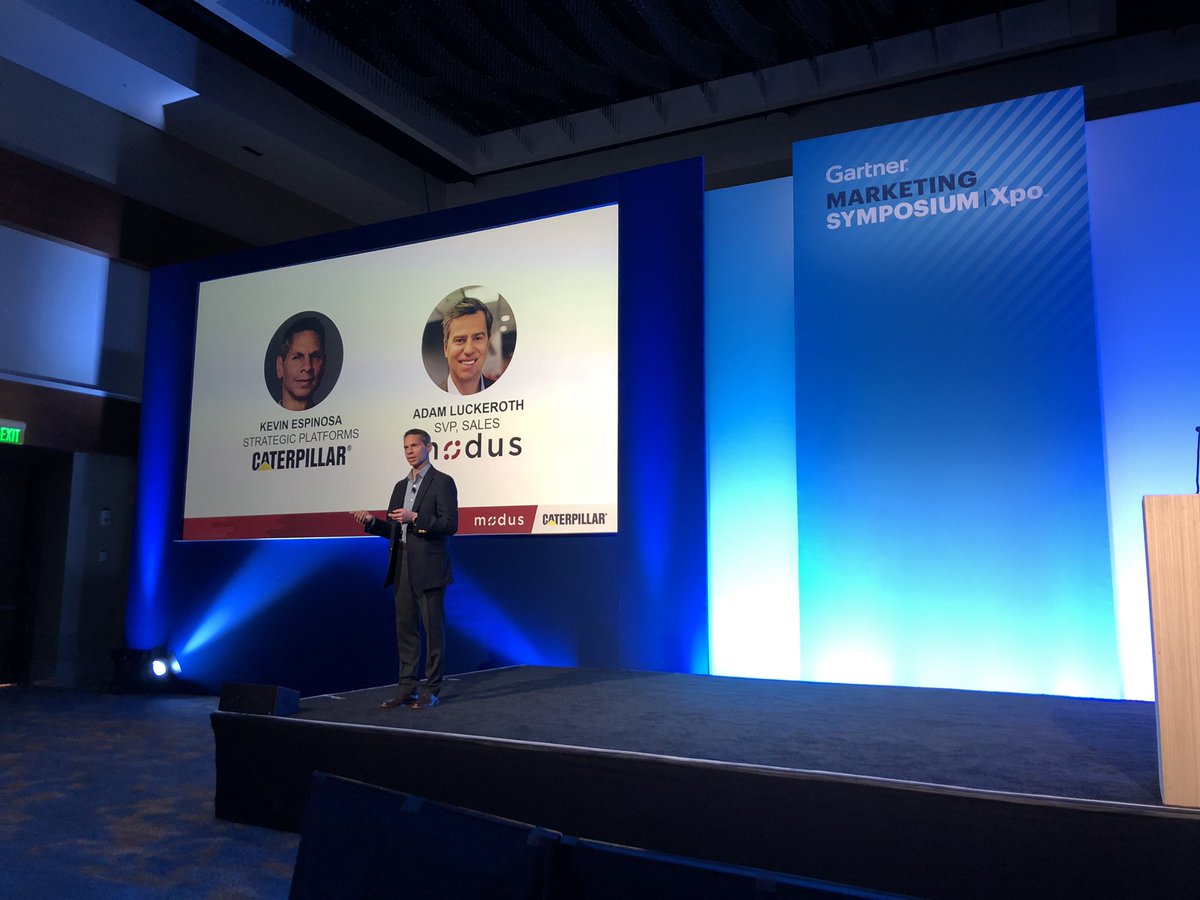 modusengagement's tweet photo. Our @luckyadam kicking off @kevingespinosa @CaterpillarInc speaking at @GartnerDigital #GartnerMKTG #GoModus https://t.co/UVDQ3L2ez8