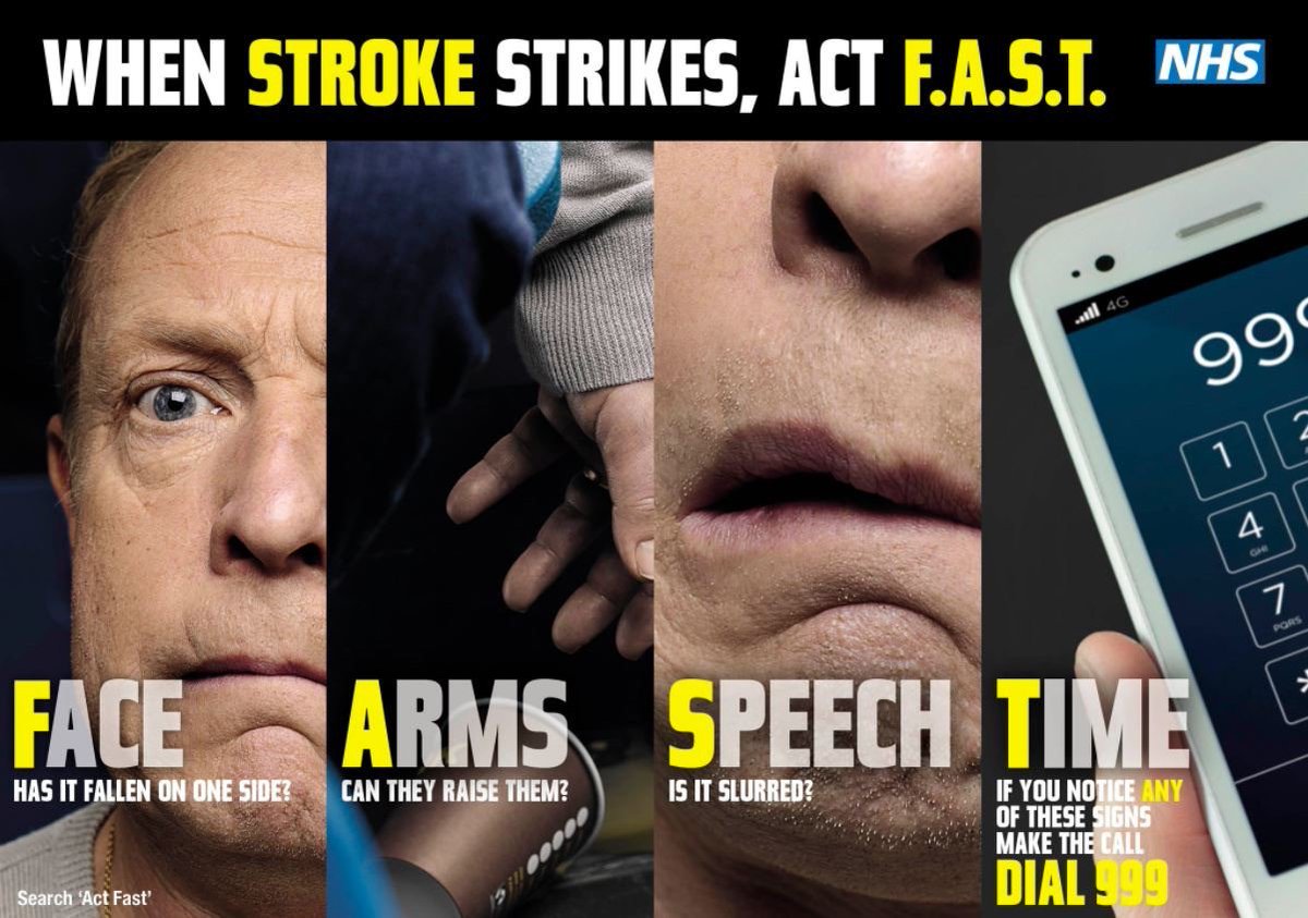 May is #StrokeAwarenessMonth Remember to be F.A.S.T when you suspect yourself, or someone else is having a #stroke. The sooner you spot the signs, the more difference you can make to someone's recovery: nhs.uk/conditions/str…