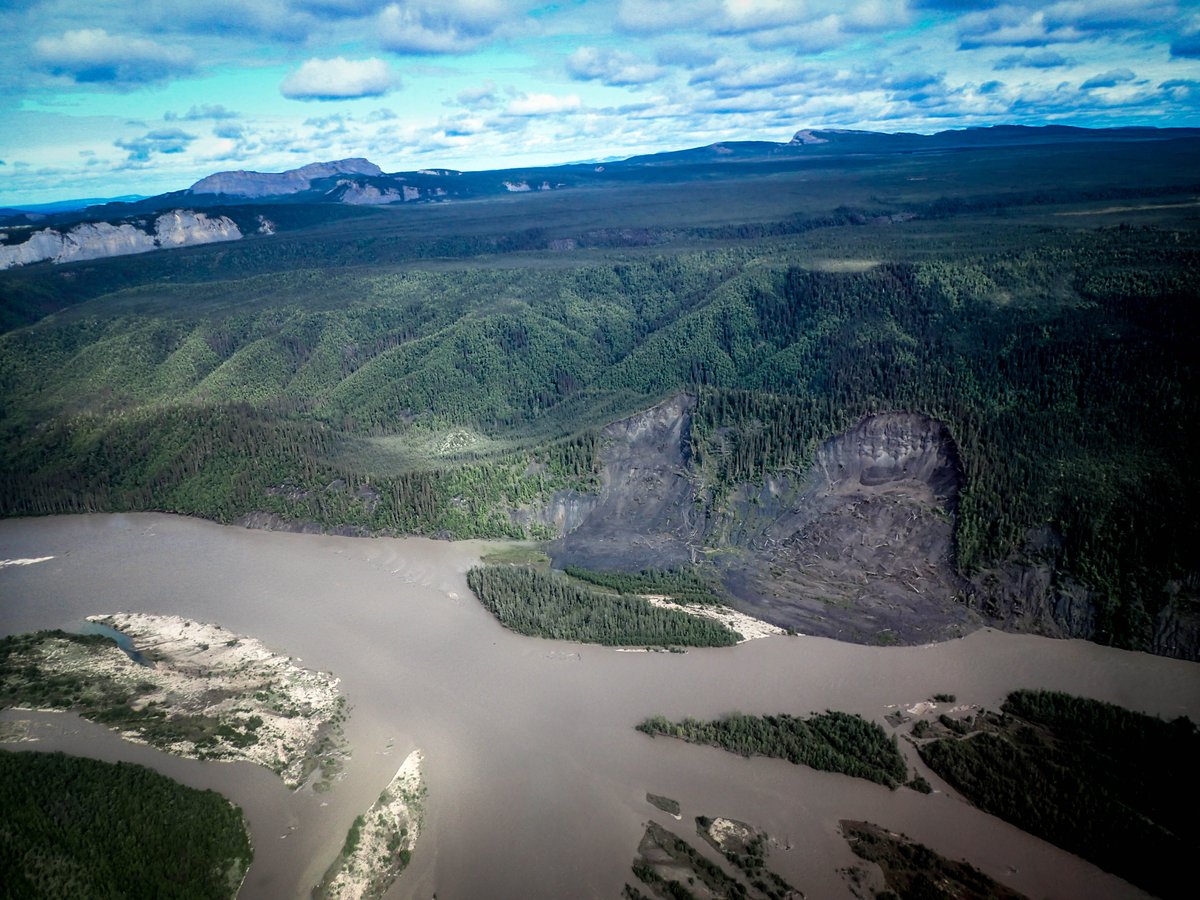 After watching the video above, it's easy to understand how abrupt permafrost thaw can have huge consequences for water quality, fishing grounds, and river travel. Check out this image of a thaw slump affecting waters in the Northwest Territories, Canada. Image by  @CarolynG_22