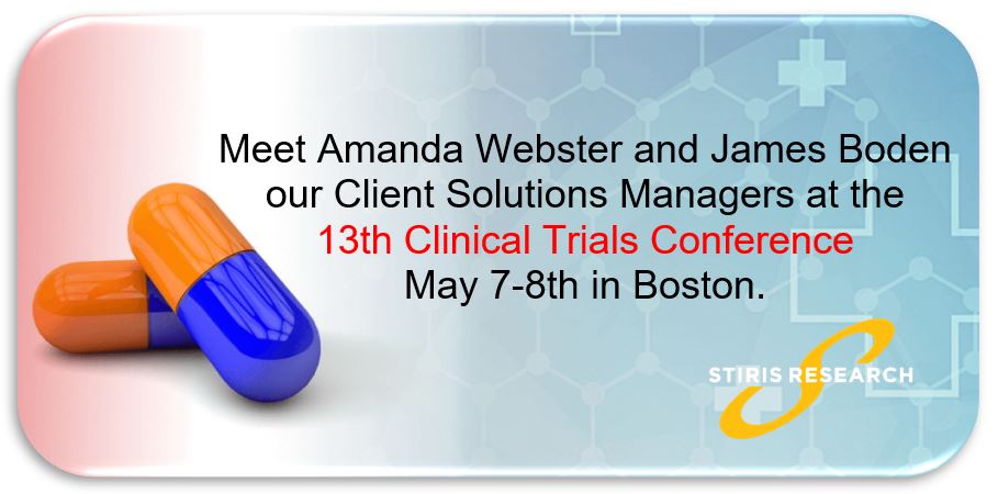 StirisResearch's tweet photo. We're excited to be sponsoring at the 13th Clinical Trials Conference May 7-8th 2019. Stop by our booth to discuss your clinical trial needs and how @StirisResearch will provide a level of quality, consistency, and service you need.  #clinicaltrials #patientadvocacy https://t.co/wBrejVlCnE
