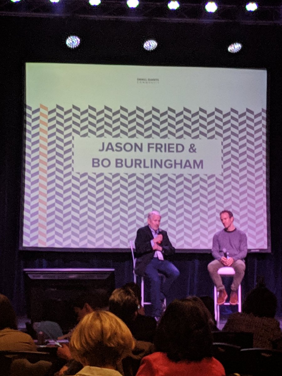 Whoo hoo! <a href="/BoBurlingham/">Bo Burlingham</a> and <a href="/jasonfried/">Jason Fried</a> at #SGCSummit2019!