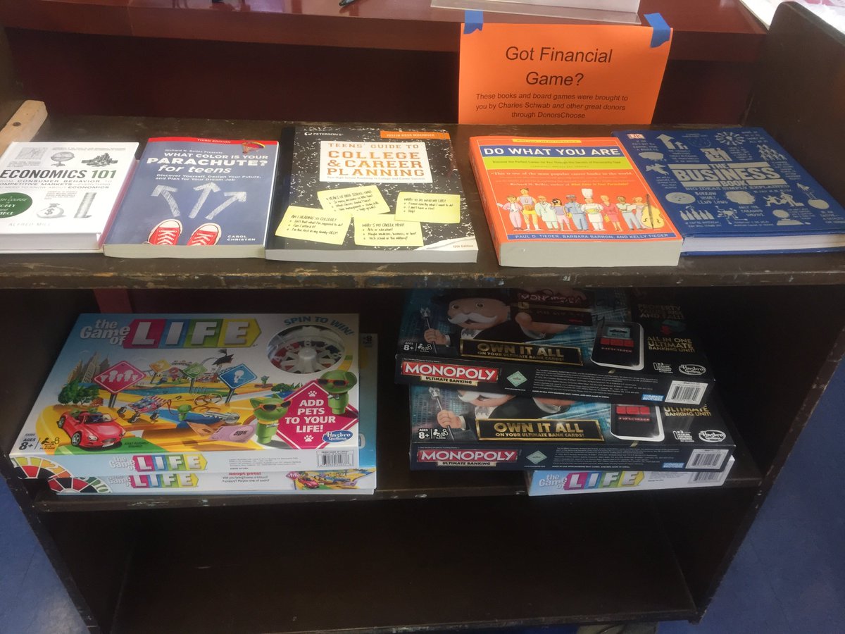 APRCHSLibrary's tweet photo. So great that @CarrieSchwab Charles Schwab Foundation funded financial literacy books and board games.   To support our other projects visit https://t.co/saQNeJkgk6 https://t.co/NslP6rKDvt
