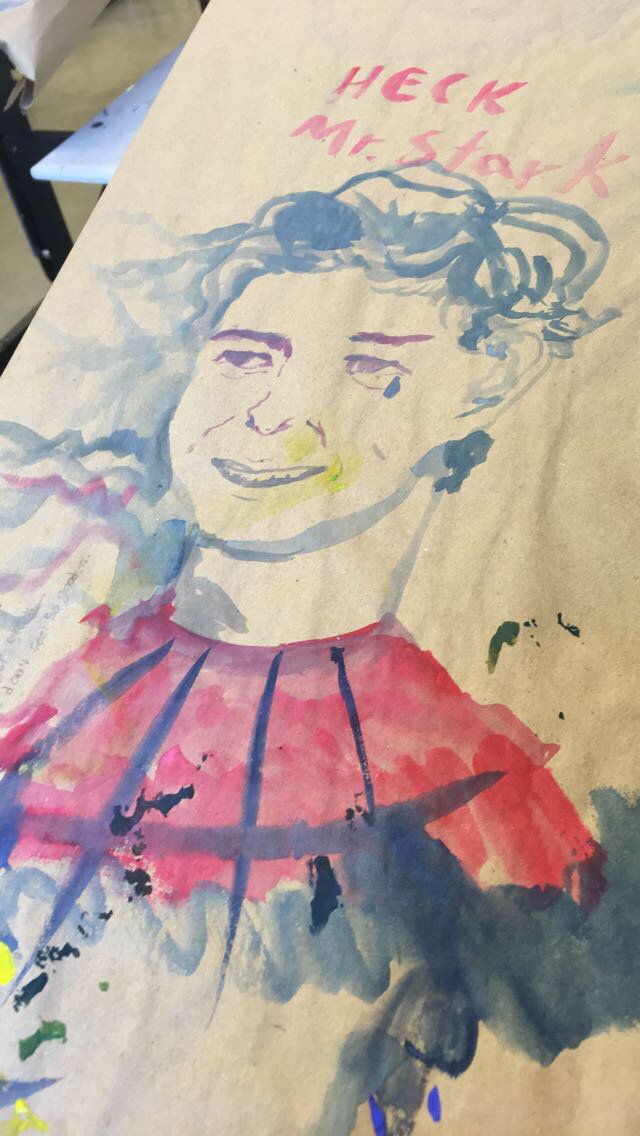 natalienmosher's tweet photo. I wrote last week “Mister Stark, I don’t feel so good” and I come in today to see this beautiful painting someone did of @TomHolland1996 in my art 111 class. it made my day 💙🕷❤️ https://t.co/SJBiK0vjxS