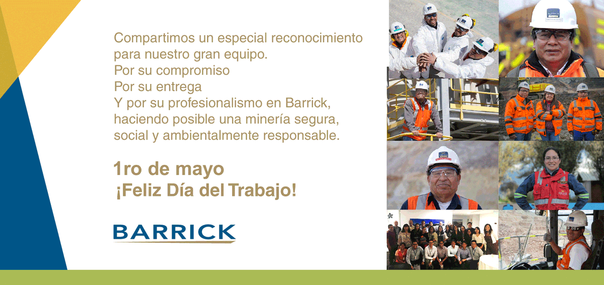 barrickperu's tweet photo. Desde Barrick saludamos a todos los trabajadores por su día, y en especial a todos nuestros colaboradores que, con su talento y dedicación impulsan el desarrollo de sus familias y de nuestro país.

#DíadelTrabajo #BarrickPerú #MineríaResponsable https://t.co/dasNE41H8S