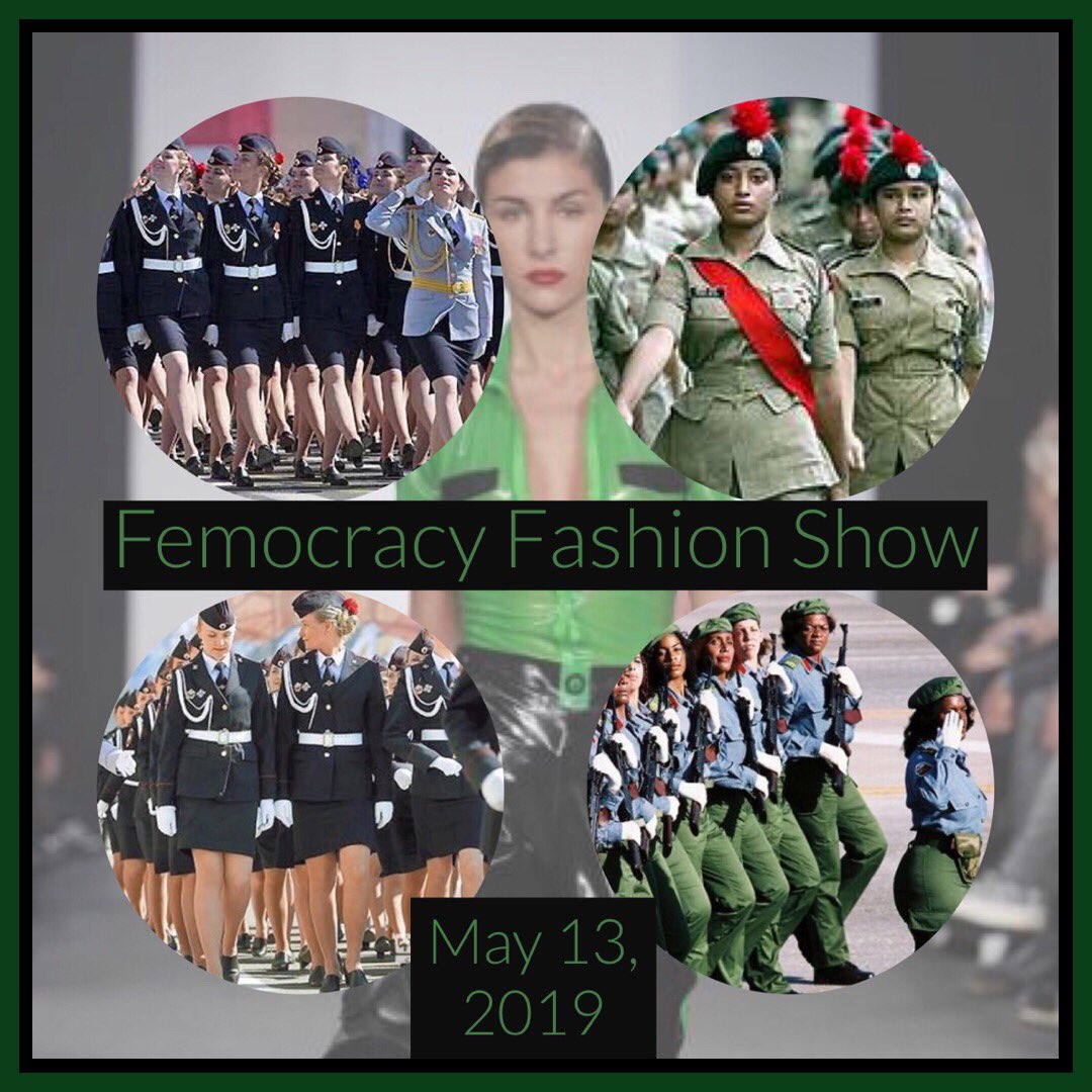 Dictatress's tweet photo. WOMEN of FEMOCRACY

Please Join Us by Skype or Periscope

for a UNIFORM FASHION SHOW

MONDAY MAY 13

to help determine Our Official Uniforms

&amp; for a talk w/ @goddessfreeya about Our Political Future

@GoddessLeeAnn @matriarch_angel @RussianQueenM @BettieBanshee @Mistress_Xena80 https://t.co/SBwwl7Sg2L