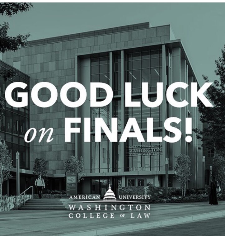 BarbriWcl's tweet photo. #WCL #WCLstudents #Lawschoolfinals #1L #2L #3L #4L #LLM #Examsuccess #Legal #Futureattorneys #Spring2019 #Goodluck https://t.co/4umX2Chthc