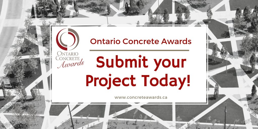 Our annual competition focuses on the achievements of Owners, Designers, Contractors and Suppliers that have made concrete their construction material of choice.  You deserve to be recognized! 
Submit your project today! concreteawards.ca
#concrete #concreteawards #2019oca
