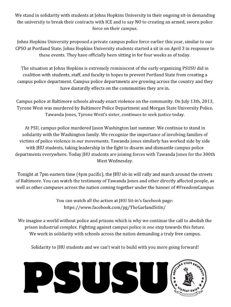 PSU Student Union tweet media