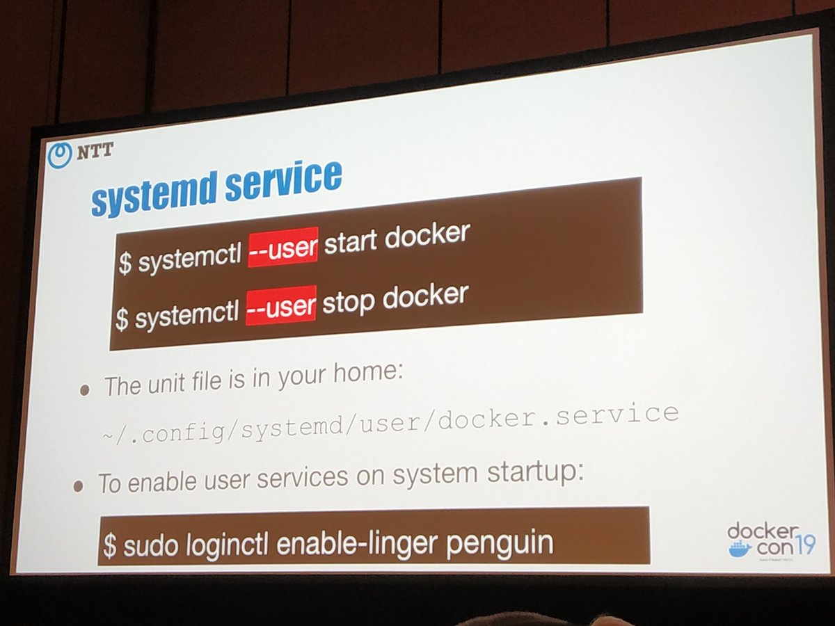 ajeetsraina's tweet image. Useful tips by @_AkihiroSuda_ for #Rootless Docker #DockerCon2019