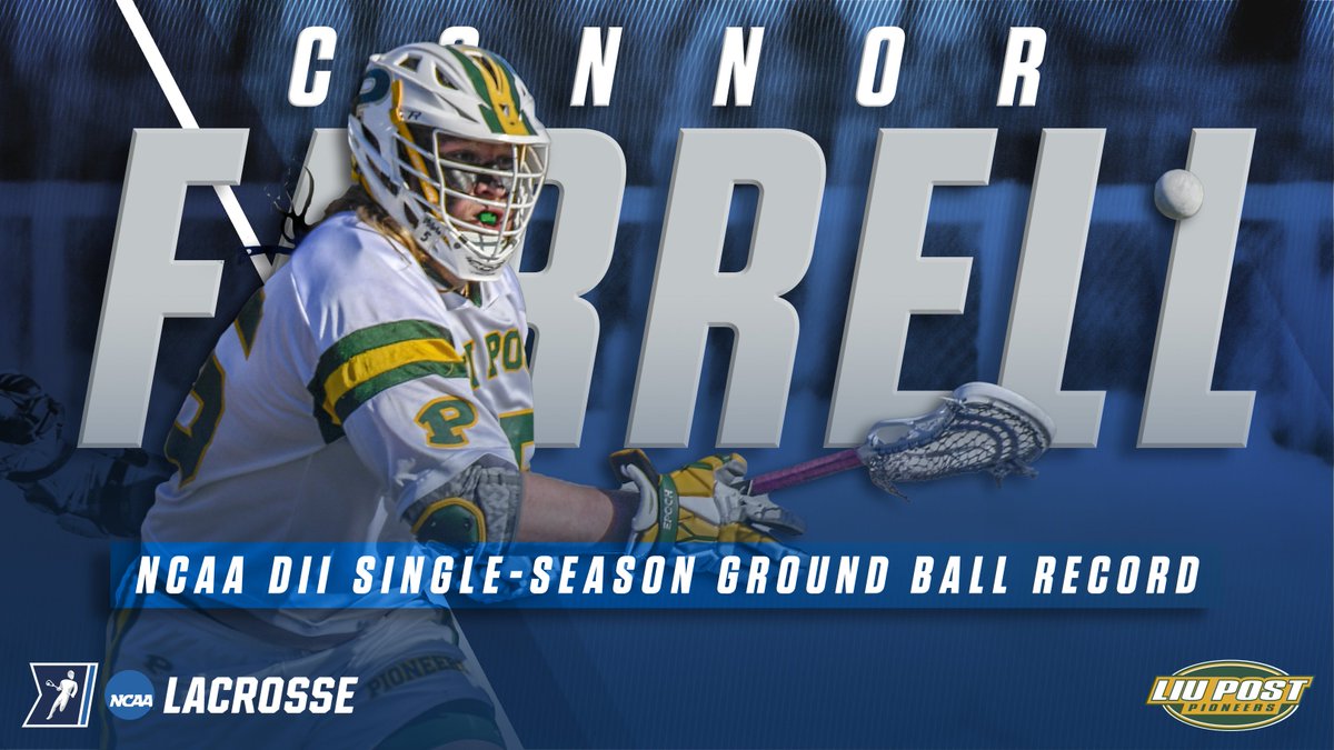 liupostpioneers's tweet image. With his fifth ground ball of the afternoon, @LIUPMLAX's Connor Farrell sets a new @NCAADII record with 253 ground balls this season! #PioneerNation 🔰🥍