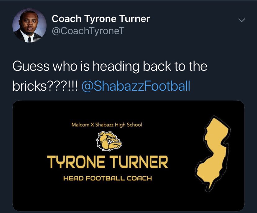 Driven Minds (@dmfootball258) on Twitter photo Congratulations to <a href="/CoachTyroneT/">Coach Tyrone Turner 🐶🏈🏉</a> on your new head coaching position at #MalcolmXShabazzHS Congratulations to <a href="/CoachTyroneT/">Coach Tyrone Turner 🐶🏈🏉</a> on your new head coaching position at #MalcolmXShabazzHS