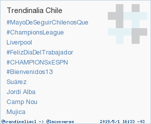 'Suárez' acaba de convertirse en TT ocupando la 7ª posición en Chile. Más en trendinalia.com/twitter-trendi… #trndnl