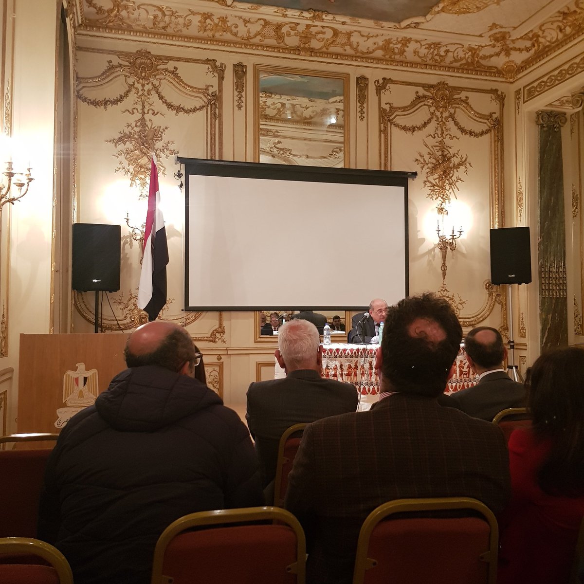 Filming at the The Egyptian Bureau for Cultural and Educational Affairs in London this evening