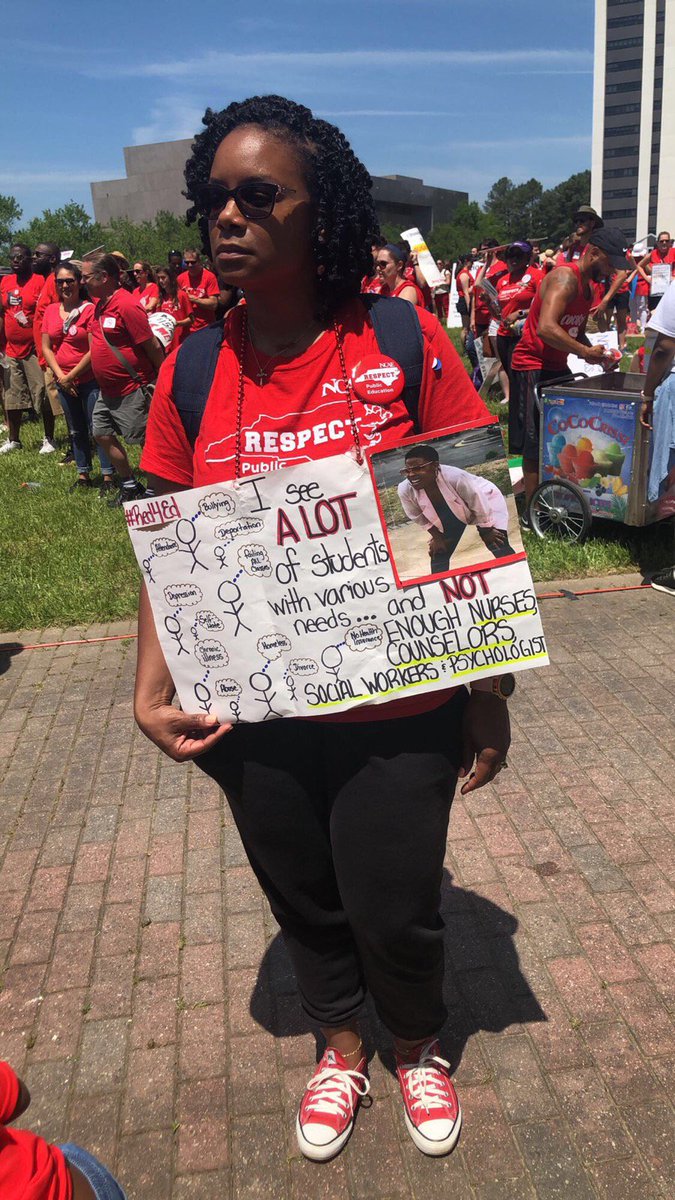 mrsleonrocks's tweet photo. Adovacating for my students and my profession #ncaestrong #AllOutMay1 #RedForEdNC #Red4Ed #REDforED https://t.co/LlZjNoBoRn
