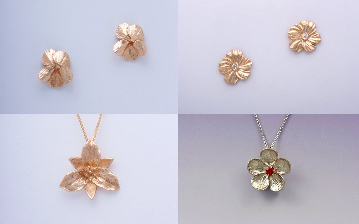 DesignerGoldNH's tweet photo. Flowers for Mom this year? How about a flower that will last a lifetime! Paul has designed a collection of limited-edition flower earrings and pendants: A truly special gift for Mom this spring! #paulgross #finehandmadejewelry #designergoldhanover https://t.co/qVDYNAB800