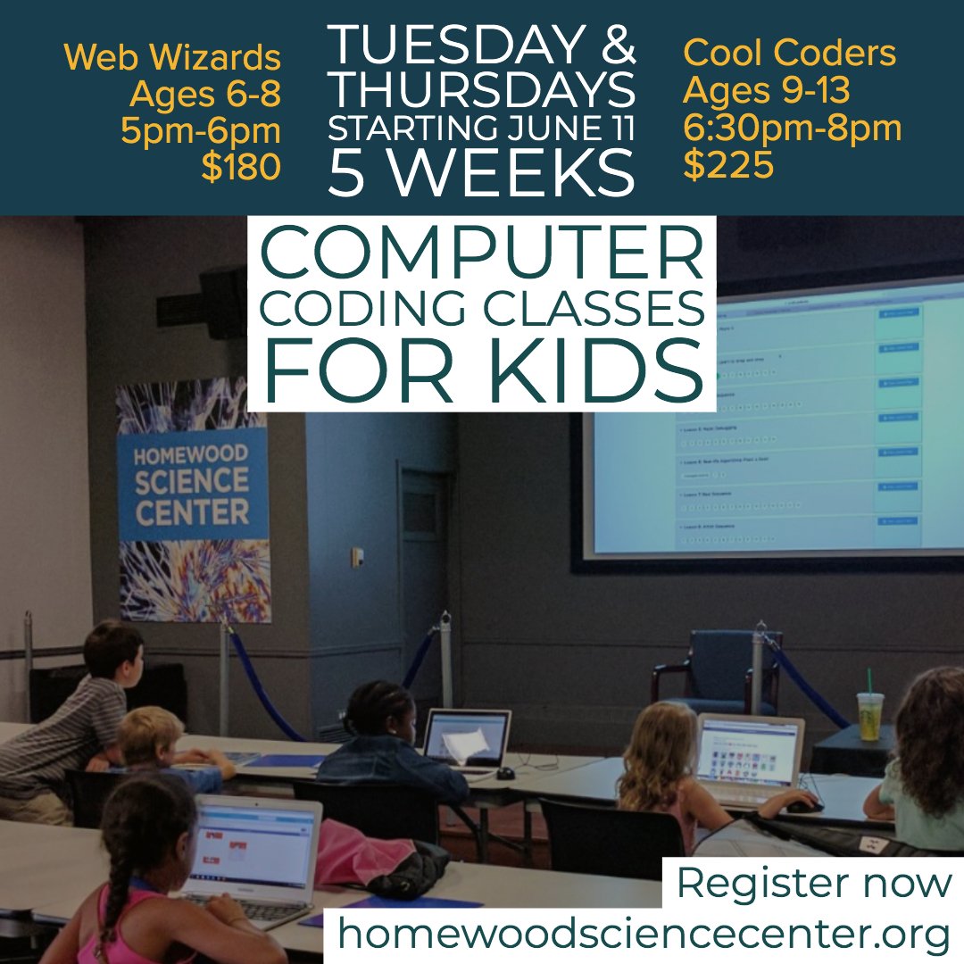 HomewoodScience's tweet image. Did you know that the median pay for #computer software programmers is over $100k according the Bureau of Labor? 

Set your kids up for success now by introducing them to #coding in a fun and interactive atmosphere! #Summer classes are now enrolling. 
homewoodsciencecenter.org/kids