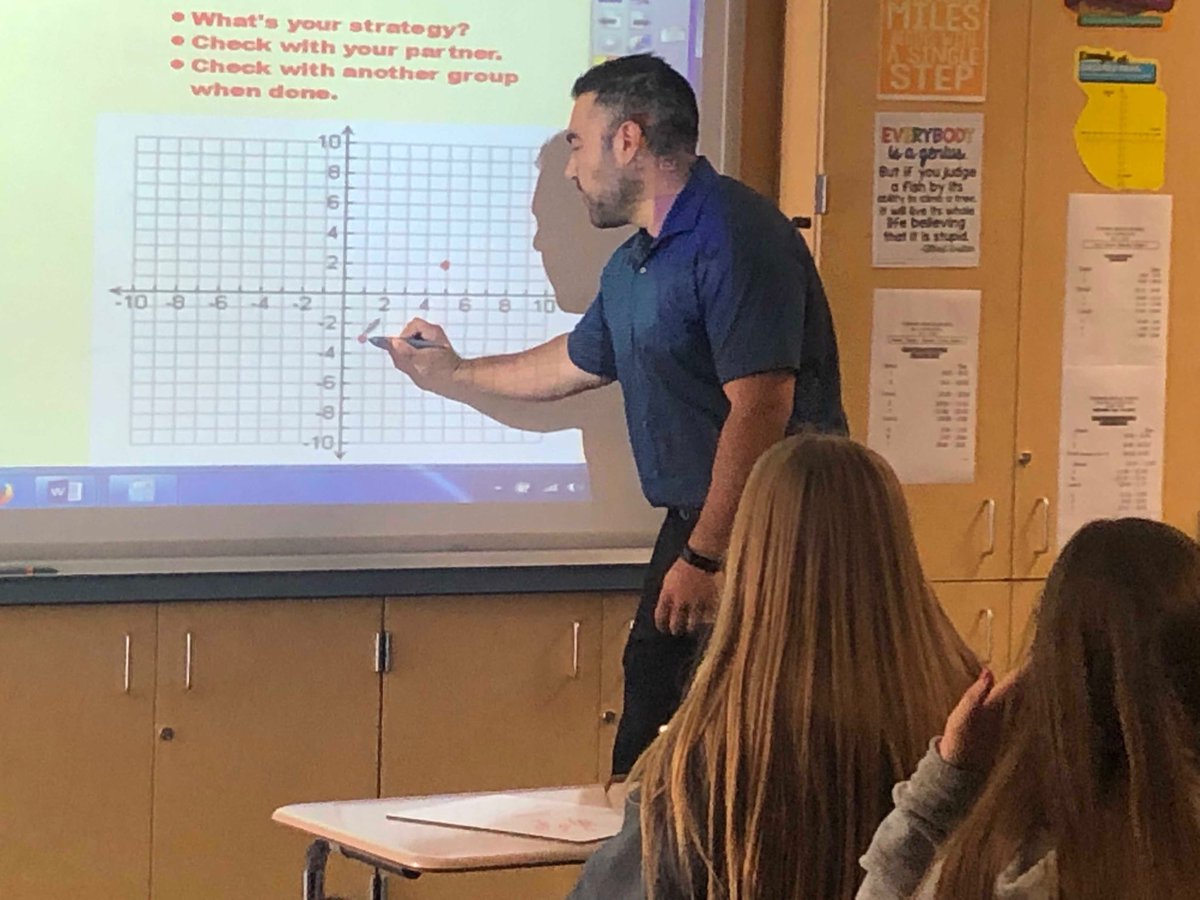 Mr. Gonzalez, Math 8 teacher at Tuffree MS, engages students in learning about the Pythagorean Theorem.