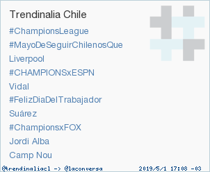 'Vidal' acaba de convertirse en TT ocupando la 5ª posición en Chile. Más en trendinalia.com/twitter-trendi… #trndnl