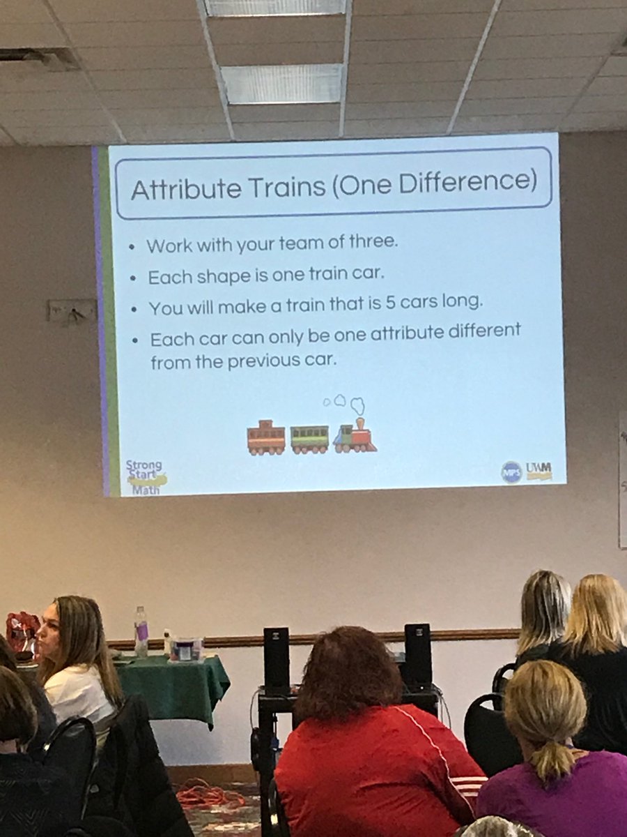 schefelket's tweet photo. Purposeful use of attribute blocks!  Attribute trains support the language students need #wismath19 @dhuinker ⁦@mdmeyer⁩ @beth_3041 @melissa324 https://t.co/AWvdLVevaU
