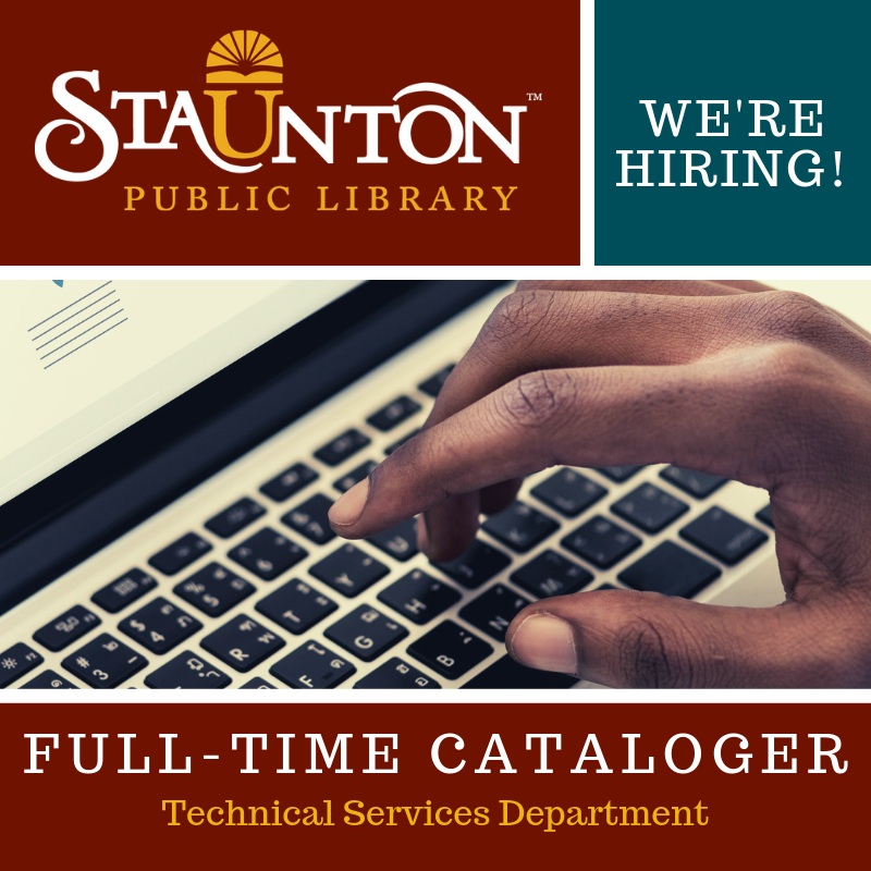SPLLibrarians's tweet photo. Looking for a full time cataloger
https://t.co/xGkpCwQ8eE
 #libraryjobs #LISjobs #libjobs #VAlibraryjobs https://t.co/RaEPYH1TX0