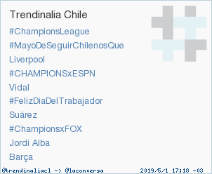 'Barça' acaba de convertirse en TT ocupando la 10ª posición en Chile. Más en trendinalia.com/twitter-trendi… #trndnl