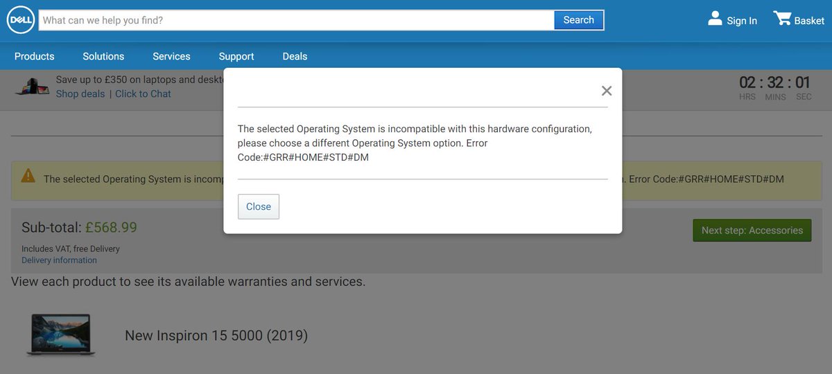 DannyJo81's tweet photo. Trying to add the Inspiron 15 5000 (cn55403) to the basket on the @Dell UK website and getting an error. How do I buy this while it's on offer? https://t.co/zULsANXMwq
