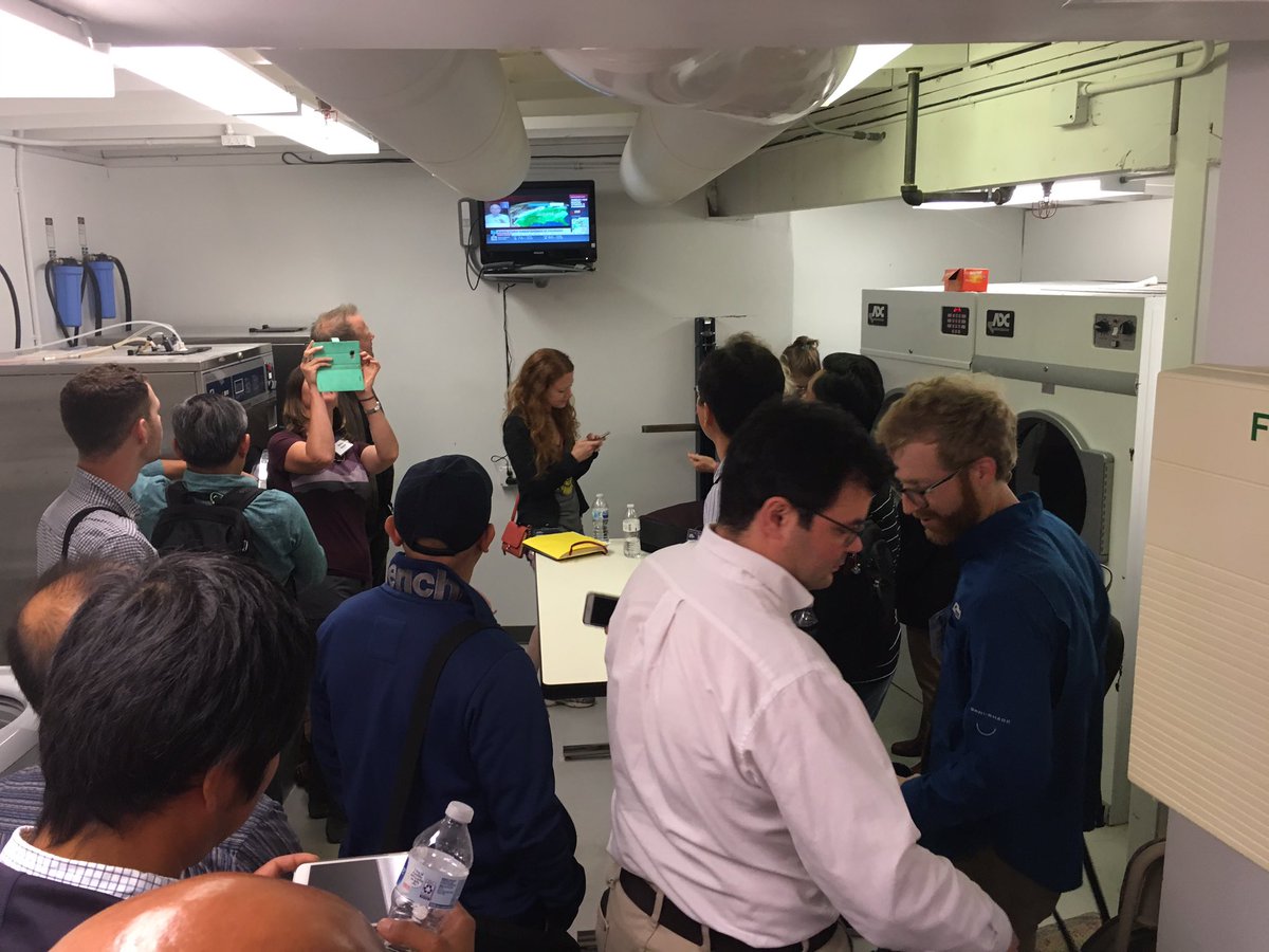SubramanianLab's tweet photo. A tornado warning ⚠️ disrupted the #IPPNrootphenotyping workshop and pushed us into the laundry room as if the excitement from the cool phenotyping tools is not enough... (but we’re far away from the system according to the weatherman). https://t.co/YlKGAYWKUs