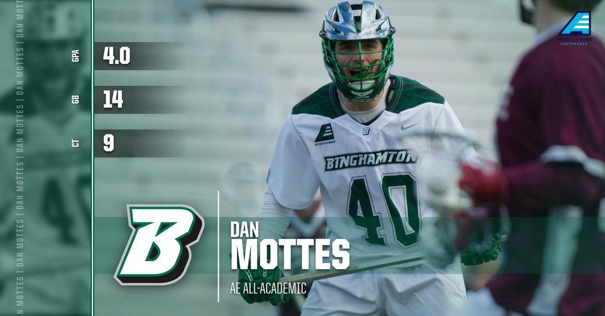 BinghamtonMLAX's tweet photo. Congrats to Dan Mottes on being named to the AE All-Academic team for the second consecutive season!
#CreateOurs #AEMLAX https://t.co/kwc27ngPja