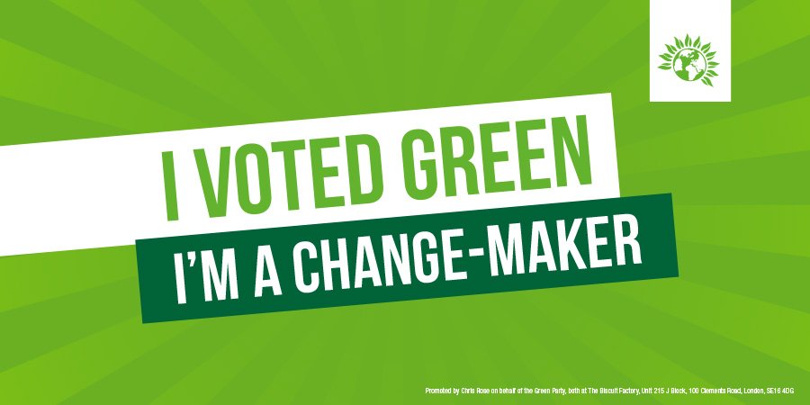 TheGreenParty's tweet image. Today we have a chance to make real change happen in communities across the country! 🗳️

RT if you're voting Green ✊ #VoteGreen2019 #LE2019
