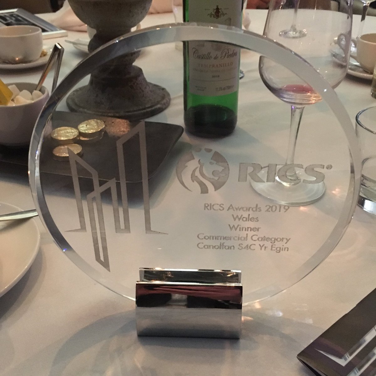 Very proud to have collected the RICS Wales 2019 award for the best commercial building this evening - Canolfan S4C yr Egin.  Great project with a great team behind it.  #bdp