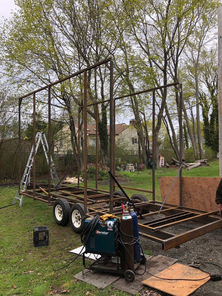 MassAxes's tweet photo. Our #axethrowing #trailer lives!!!!!! The #skeleton is up and it’s time for the cage and #targets #massaxes is almost ready to be mobile!!!!! 🎯⚒🚚 #WATL #partywithMassAxes #MayDay #massachusetts #outsideentertainment #vineyard https://t.co/DALM5fQ8ey