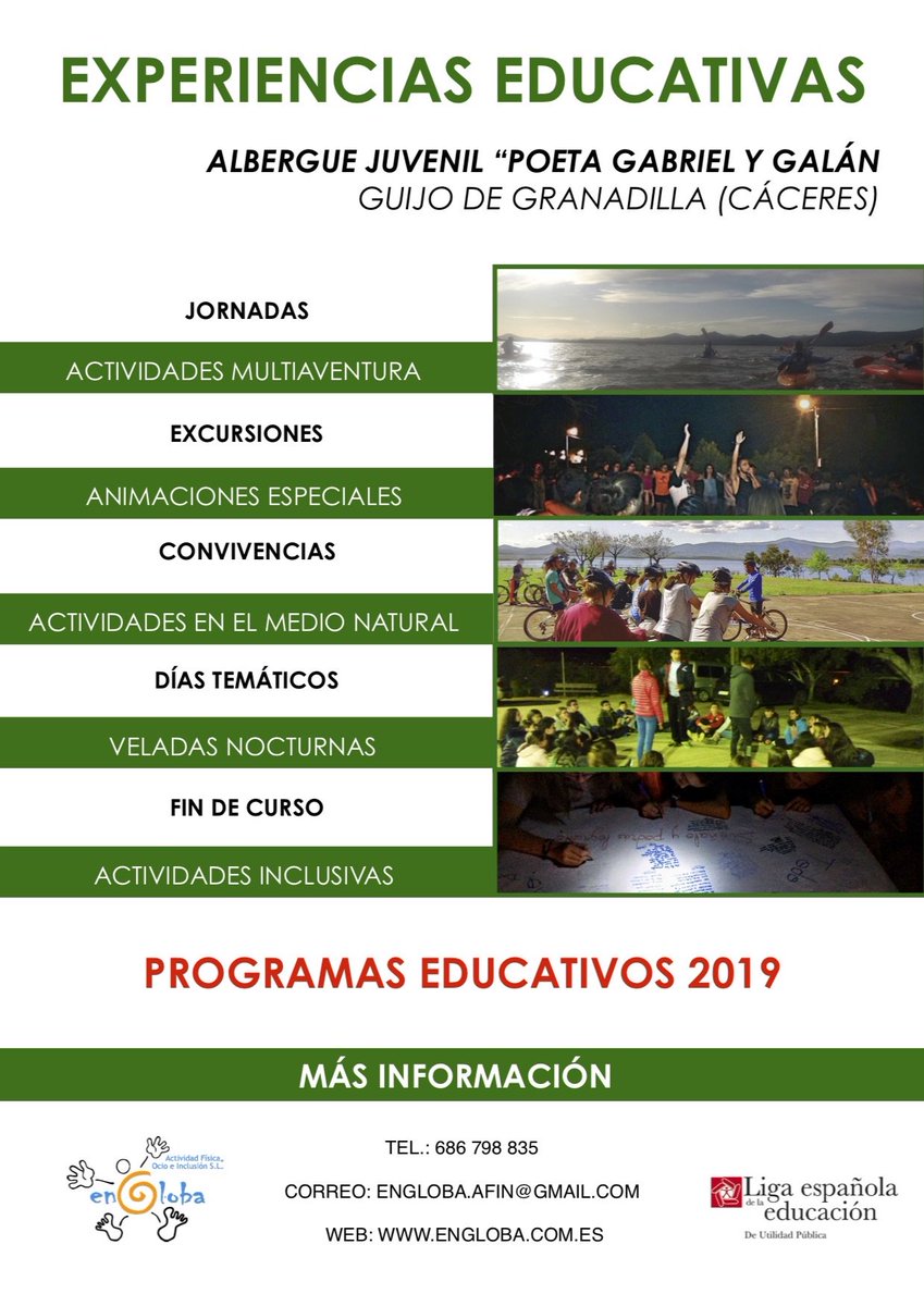 Ven con nosotros a disfrutar del maravilloso entorno del Embalse de Gabriel y Galán, al Norte de #Cáceres, emblema de los deportes en el medio natural en #Extremadura.

#ocio

#tiempolibre

#deporte

#educaciónfísica

#excursiones

#findecurso