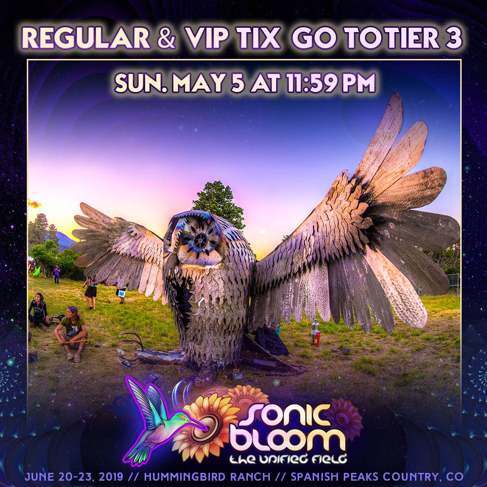lectureofficial's tweet image. • Days until the gates open to the unified fields of Hummingbird Ranch: 50
• Days until all 4-day passes jump-up to the next tier: 4
• Days of having FOMO if you snag your tix now: 0
#SONICBLOOM #HummingbirdRanch #FourNights #SunriseSets #Yoga #TreeCamping