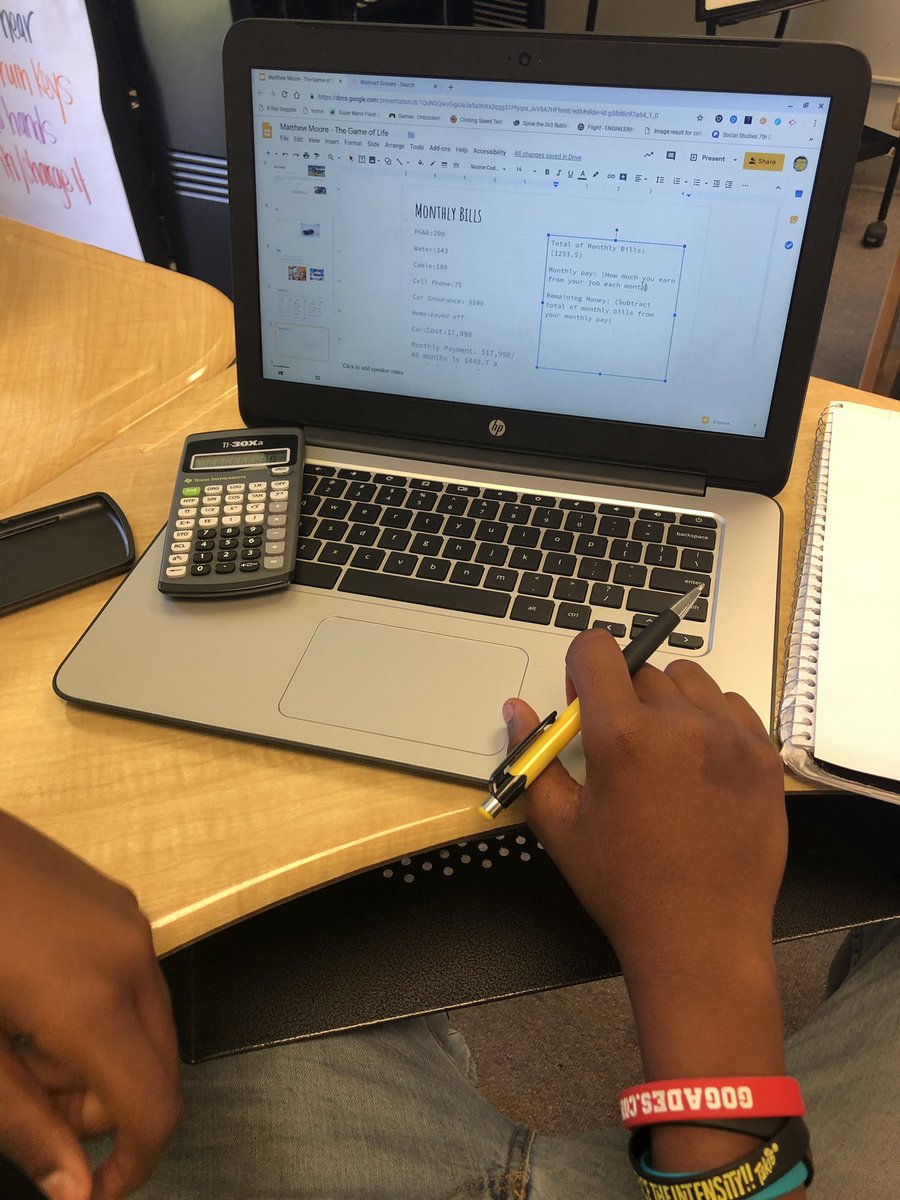 idewthemath2's tweet image. The Game of Life. Ss are creating their future...they’re choosing a career, finding monthly pay, and using that pay to find a house, car, groceries, and utilities within that budget...if it doesn’t work they’re readjusting their choices 😊❤️ #TeamBCSD #SpartanStrong #ITeachMath