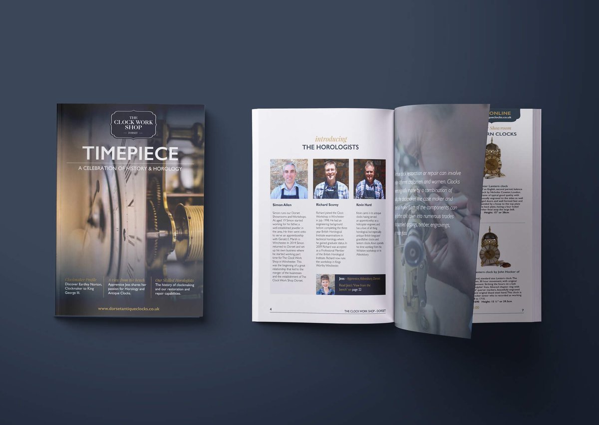WykeCreative's tweet image. We are so excited about getting this beautiful new magazine printed for @clockworkshopuk. Fascinating articles, unique and rare clocks for sale and stunning photos from the ever amazing @LaraJT_Photo. #timepiece #antiqueclocks #horology #magazine #design