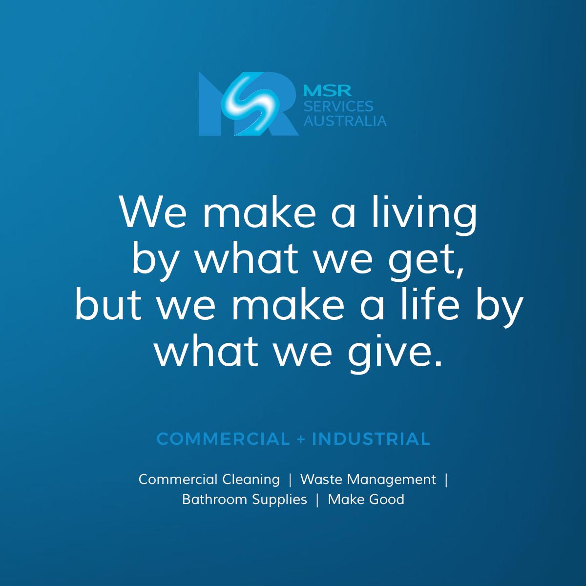 msrservicesau's tweet image. Business isn't about what we can get from it and from others - the true emphasis should be on what we can give; adding value without ROI; going the extra mile for your clients. It's a big part of our mandates. Work with a Company that cares  1300 064 355 buff.ly/2JHsHOG