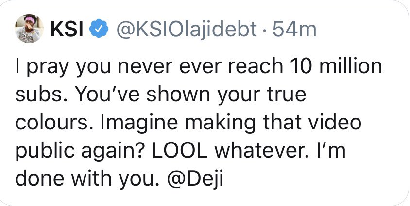 YoutubeDaily3's tweet image. Deleted tweet from KSI from an hour ago 

What are your thoughts on this?