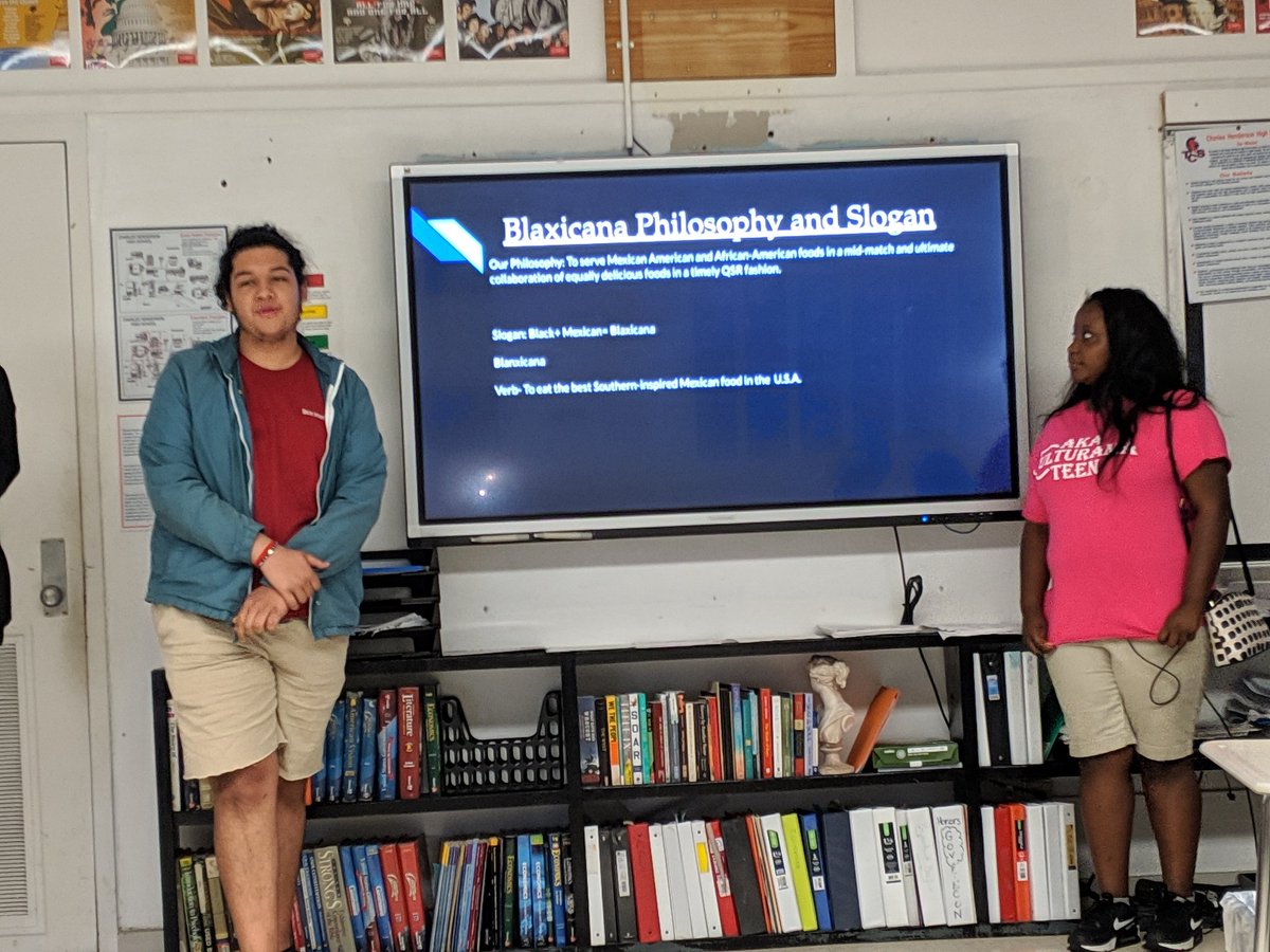 eujon_anderson's tweet photo. Had the honor of being a #SharkTank judge in Mr. Fayson's Economic class @CHHSTrojans. Students were brilliant with selling their services and pitch to us. I think I offered a group $1m for a Soul Food and Mexican restaurant called Blaxican! Very creative Ss! #CHoose2BGr8 https://t.co/wCAneBuWEG