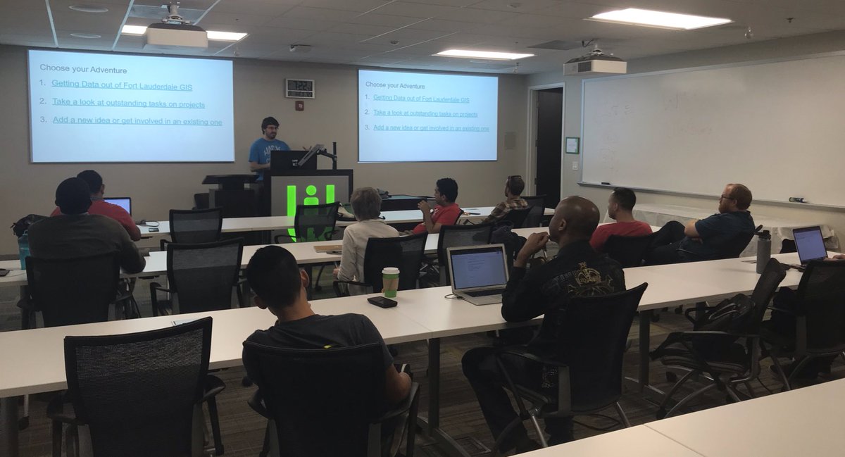 CodeForBroward's tweet photo. Special thx to @ryanvgates &amp; @UltimateHCM for hosting #OpenHackNight! 👏👏👏🇺🇸💻 https://t.co/U2kkn5TxXJ