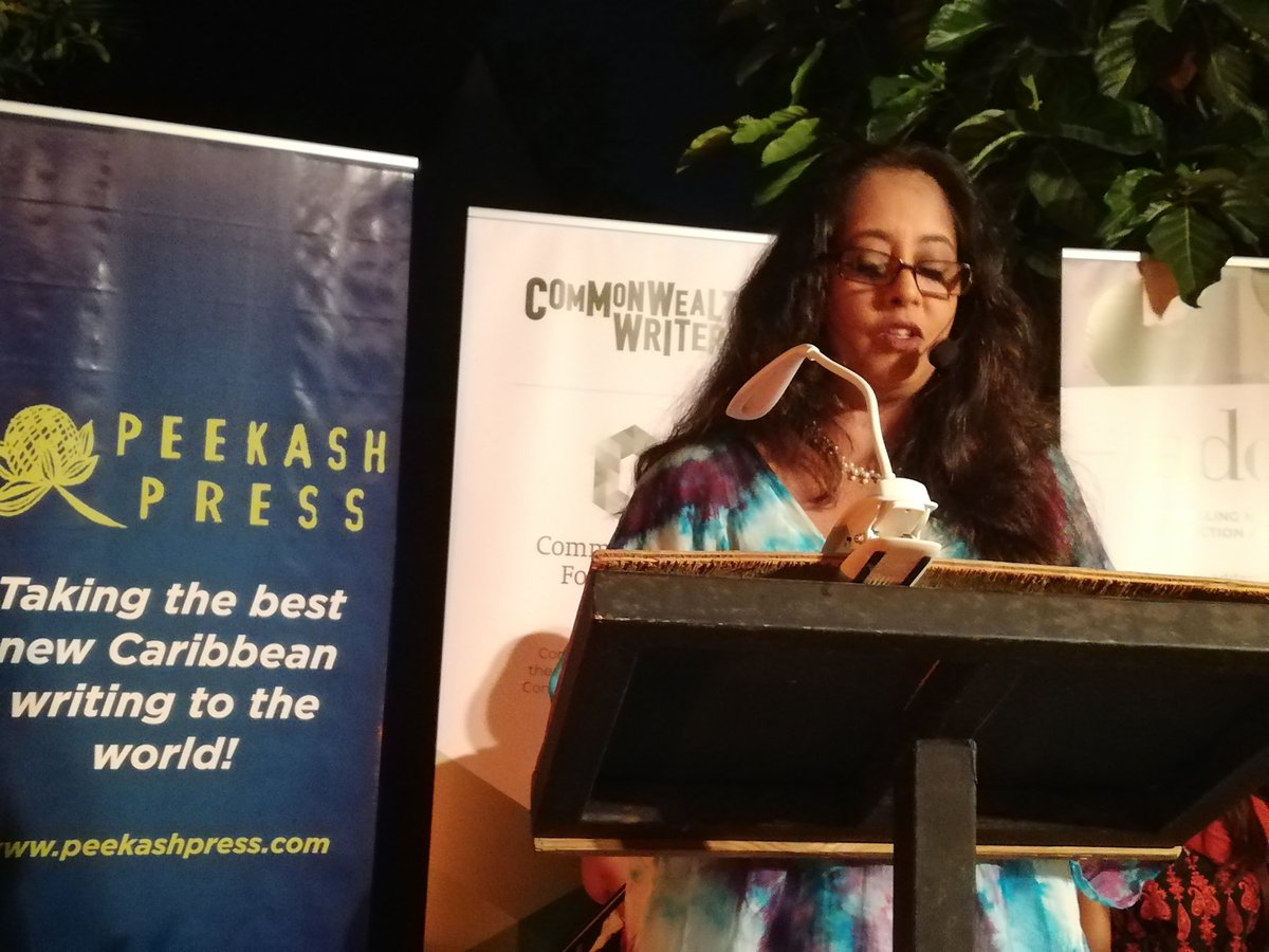 cwfcreatives's tweet photo. 'and after a rocky voyage on a turbulent, tossing vessel she lands on the shores of an unchartered land.' Patti-Anne Ali reading from her poem in #WMYM #bocas2019 https://t.co/QONb7hfCTE