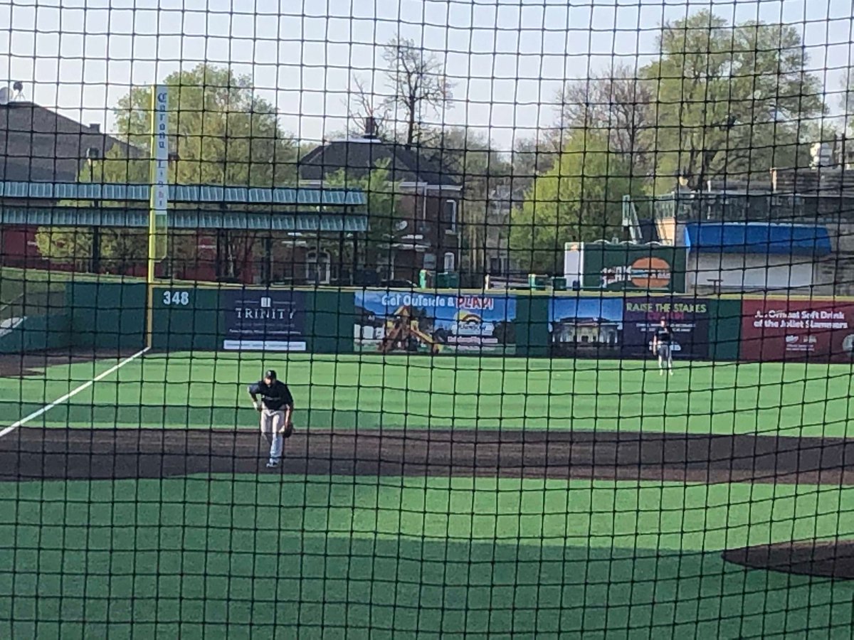 Trollsince1987's tweet photo. Nice Trinity sign on the left field wall at the Joliet Jackhammers stadium! Go Trolls! #TrinityWins https://t.co/UWIGnxrA4J
