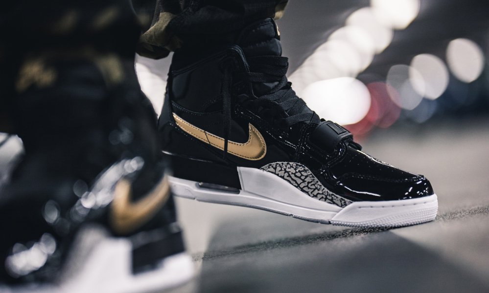 jordan legacy 312 black gold patent