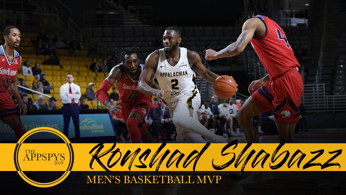 AppStateMBB's tweet image. Congrats to our team MVP and second-leading point scorer in program history, Ronshad Shabazz! #APPSPYS2019