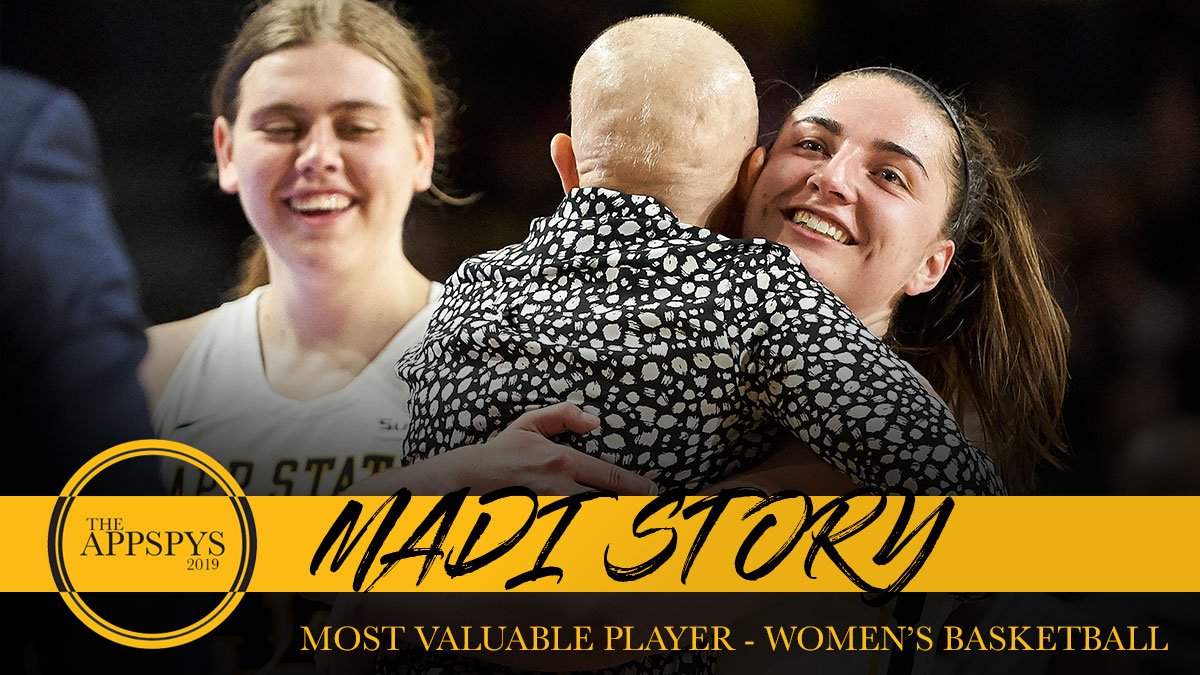 AppStateWBB's tweet image. .@Madi_Story is coming away with some 🏆🏆🏆 tonight! She is named #THETEAM MVP AT #APPSPYS2019!