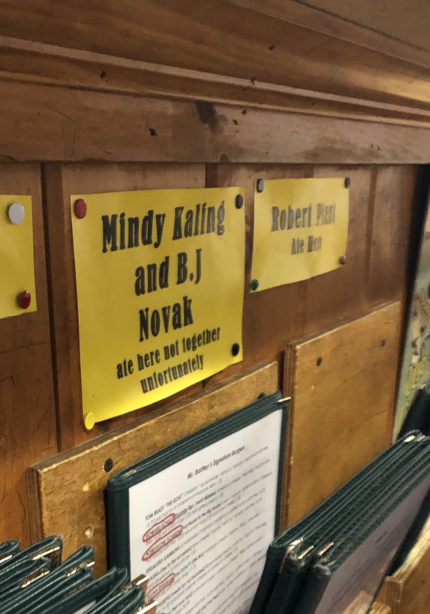 hobbesoh's tweet photo. Mindy Kaling and BJ Novak ate here not together unfortunately. #bartleys https://t.co/a7KoW92KM7