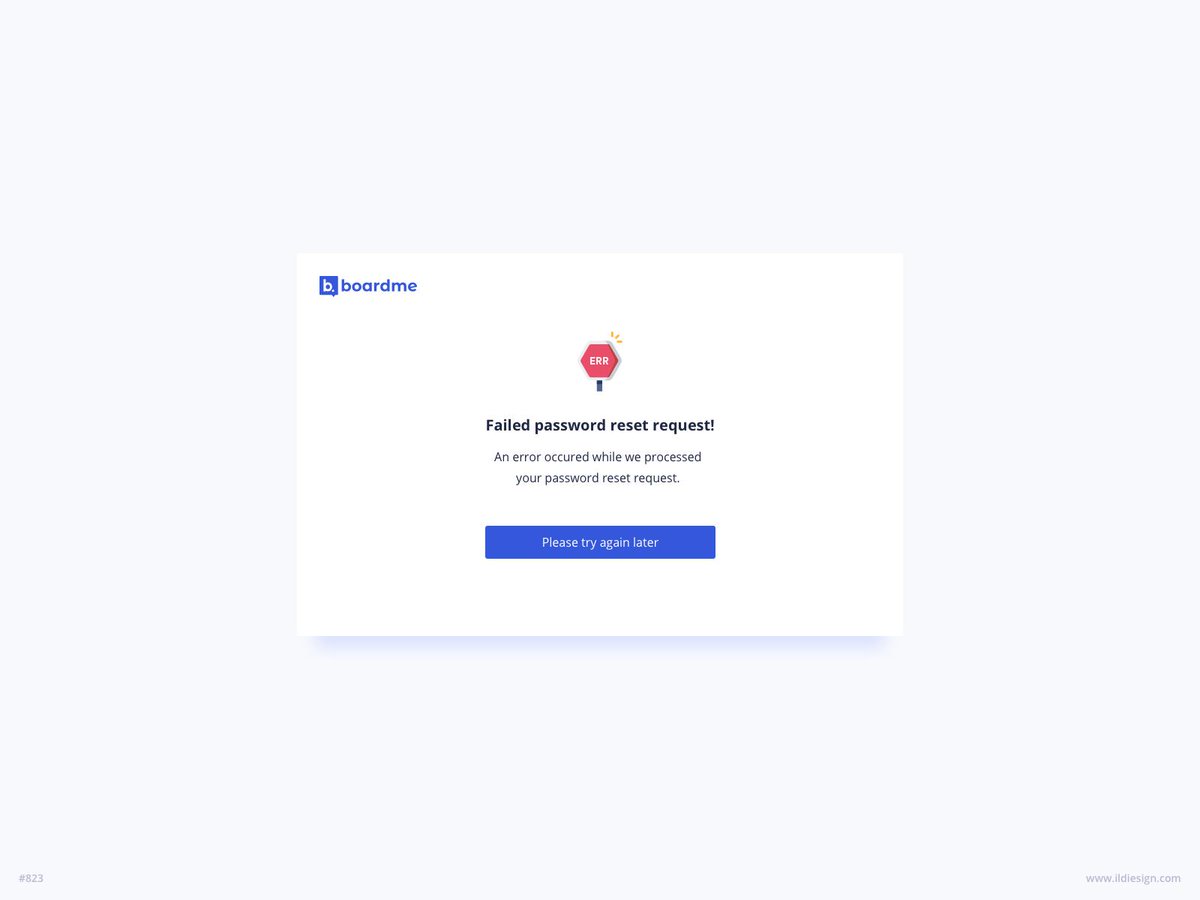 Ildiesign's tweet photo. • Day 823 • Failed Password Request UI Design | boardme
Sometimes requests fail ☹️
#daily #dailyui #ui #ux #uidesign #uxdesign #pattern #reset #request #fail #tryagain #boardme #planeeet #ildiesign https://t.co/dgxuvLrZfc https://t.co/dIAg6oJriE